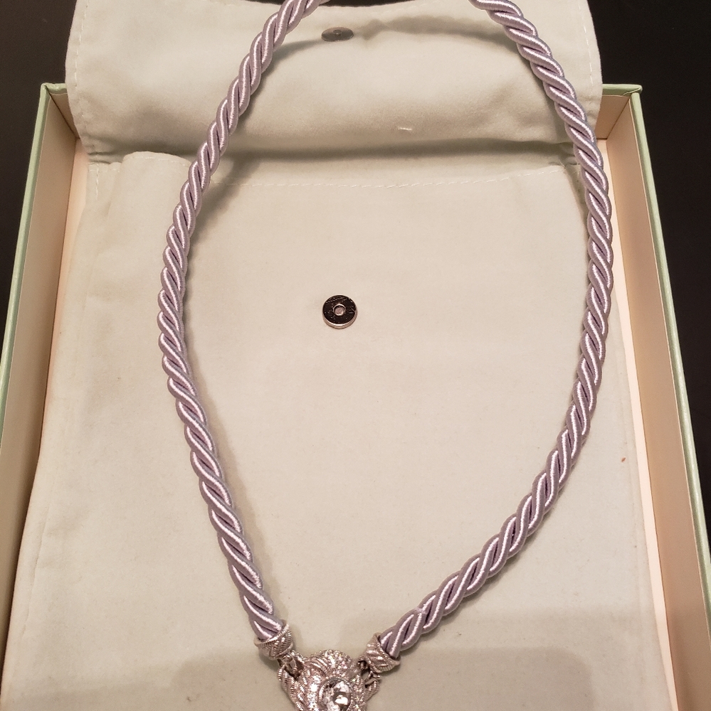JUDITH RIPKA STERLING SILVER CORD PENDANT NECKLACE